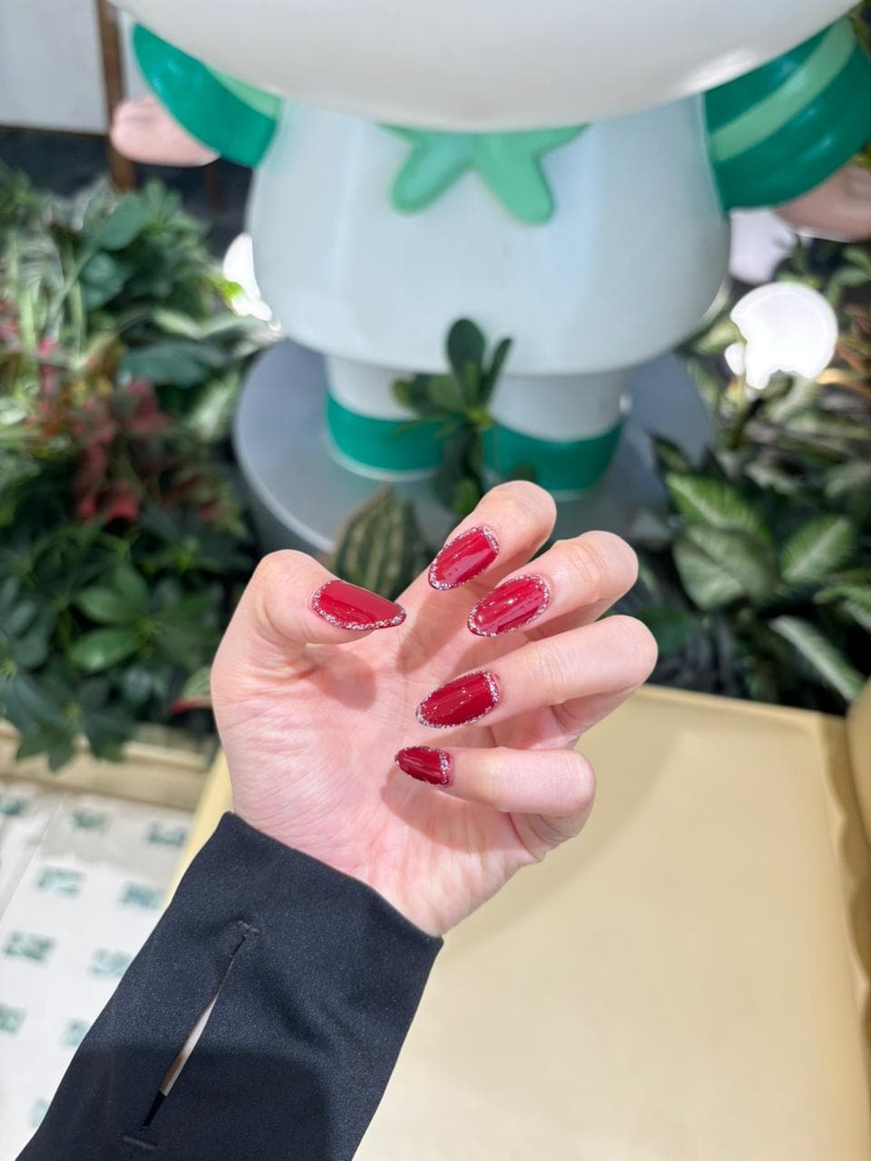 Red glitter nails