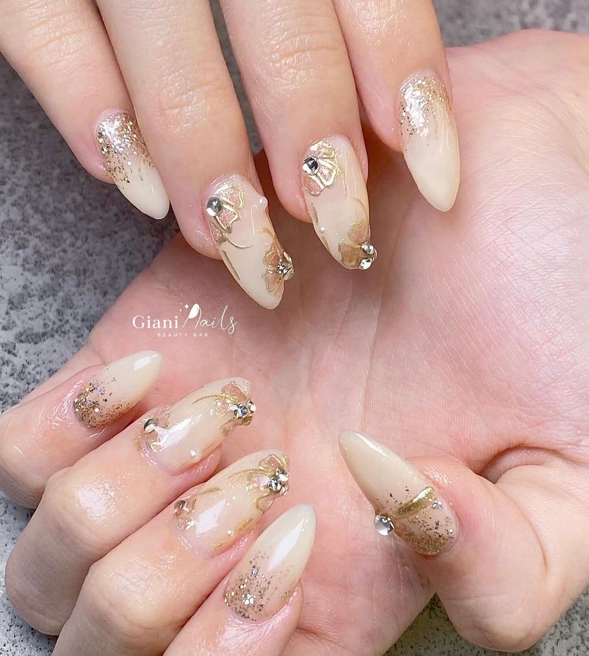 Gold glitter nail art